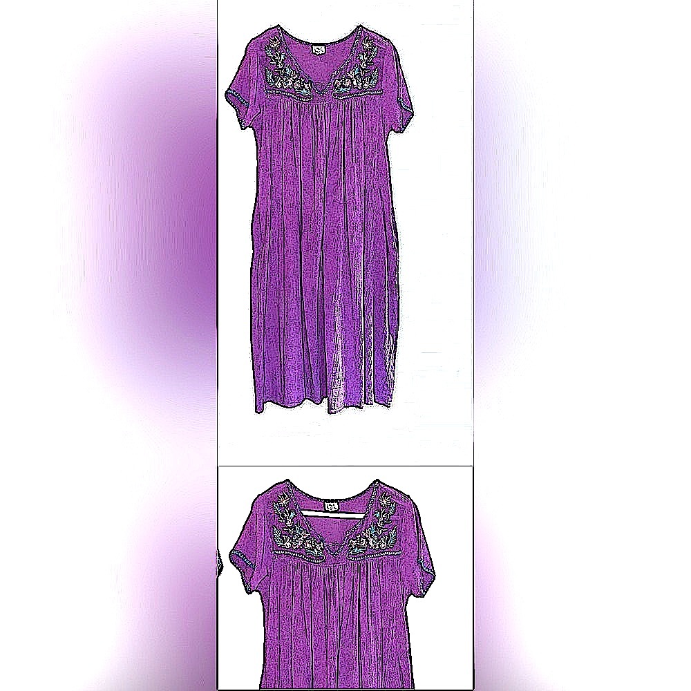 100% cotton gauze Dress Sz M only necessities embroidered comfy Vintage roomy